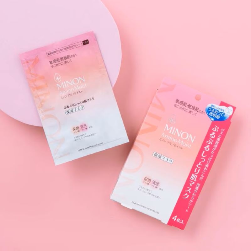 Minon Amino Moist Purupuru Moist Skin Mask 22ml x4 Sheets , Minon Amino Moist , มาร์ก amino , แผ่นมาส์กหน้า Amino Moist Purupuru